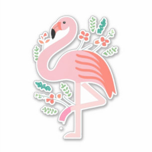 Flora Flamingo Classic Round Sticker