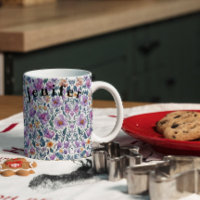 Flora Flowers Watercolor Vector White Coffee Mug