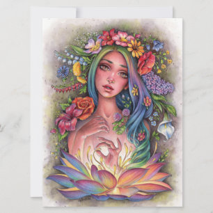 Flora Goddess Fairy Fantasy Flowers Woman Art Card