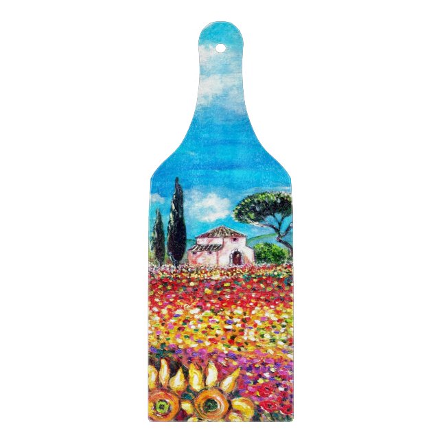 FLORA IN TUSCANY/ Fields ,Poppies and Sunflowers C Cutting Board (Front)