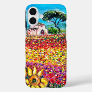 FLORA IN TUSCANY/ Fields ,Poppies and Sunflowers iPhone 16 Plus Case