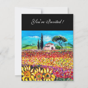 FLORA IN TUSCANY/ Fields ,Poppies and Sunflowers Invitation