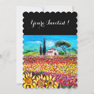 FLORA IN TUSCANY/ Fields ,Poppies and Sunflowers Invitation
