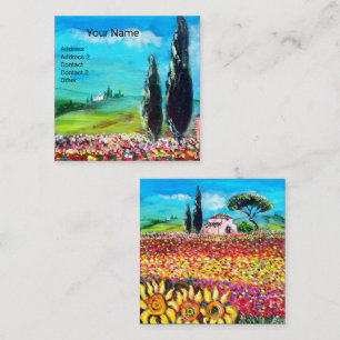 FLORA IN TUSCANY/ Fields ,Poppies and Sunflowers Square Business Card