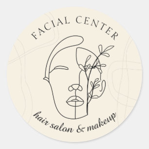 Flora Modern Makeup Skin Hair Stylist Facial Classic Round Sticker