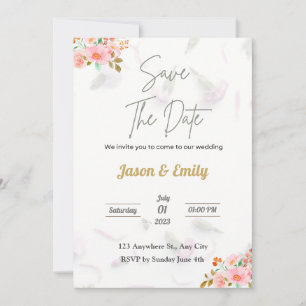 Flora Pink Wedding Invitation - Save the date