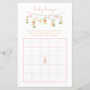 Flora Rabbit Ballerina Baby Shower Bingo Game