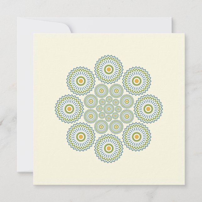 Flora Solara Note Card in Olive and Orange (Front)