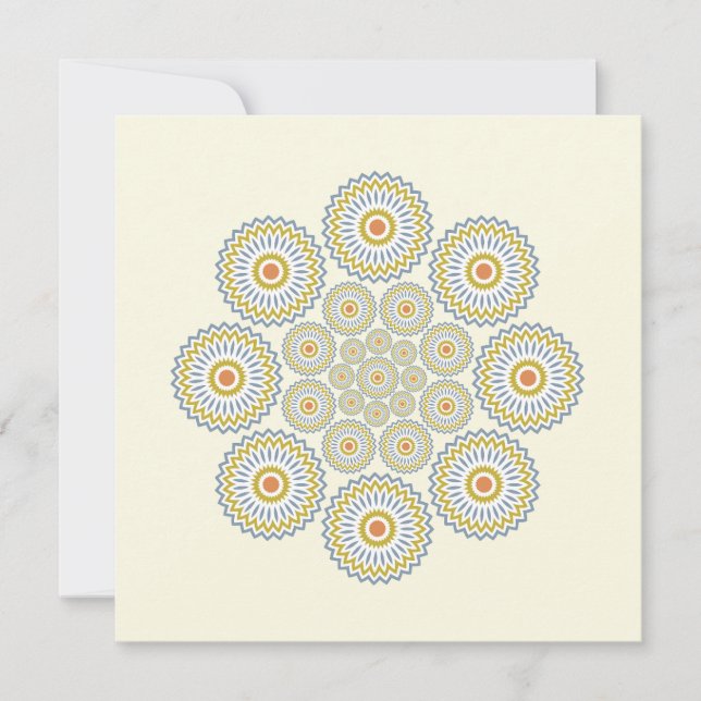Flora Solara Note Card in Orange, Gold and Grey (Front)