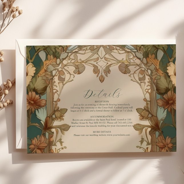 Flora Vintage Art Nouveau Wedding  Enclosure Card (Creator Uploaded)