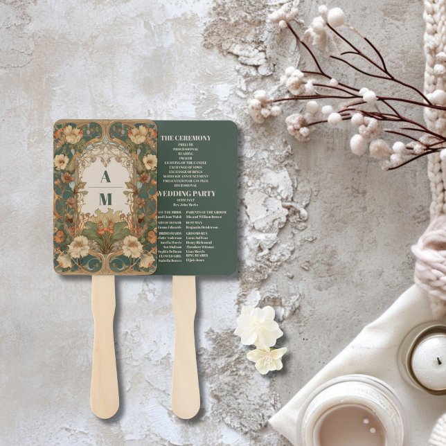 Flora Vintage Art Nouveau Wedding  Hand Fan (Creator Uploaded)