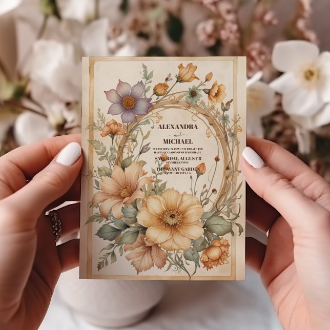 Flora Vintage Art Nouveau Wedding Invitation (Creator Uploaded)