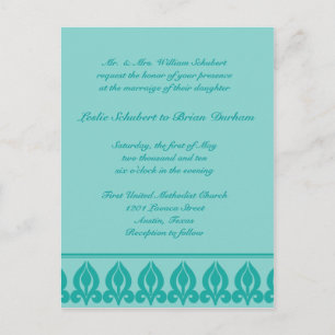 Flora Wedding Invitation-Teal/Teal Invitation Postcard