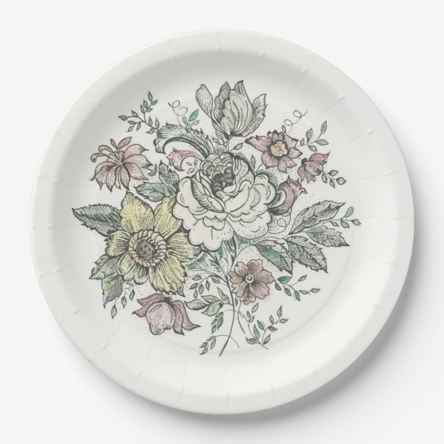 Floraison design on paper plates (Front)
