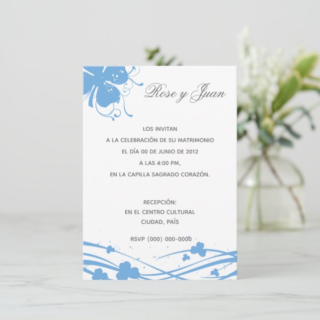 Floral-02 - Invitación de Boda Invitation (Standing Front)