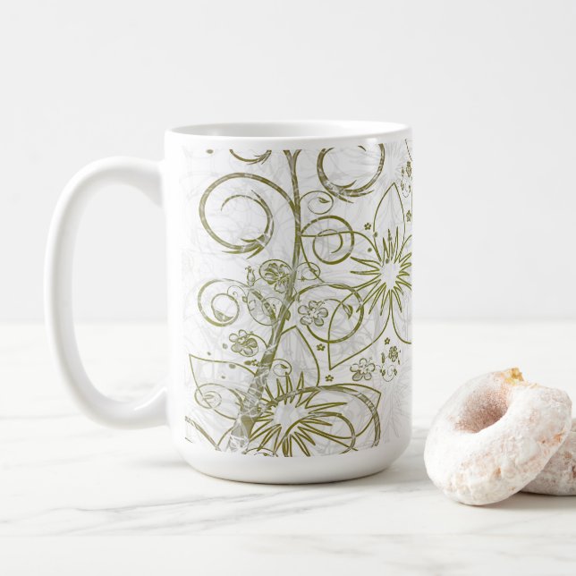 Floral, 15 oz coffee mug (With Donut)