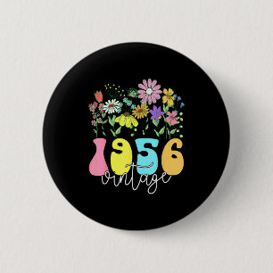 Floral 1956 vintage 70 years old bday 70th 6 cm round badge