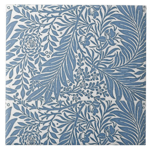 Floral 19th Century Pattern Blue on White Backgrou Ceramic Tile