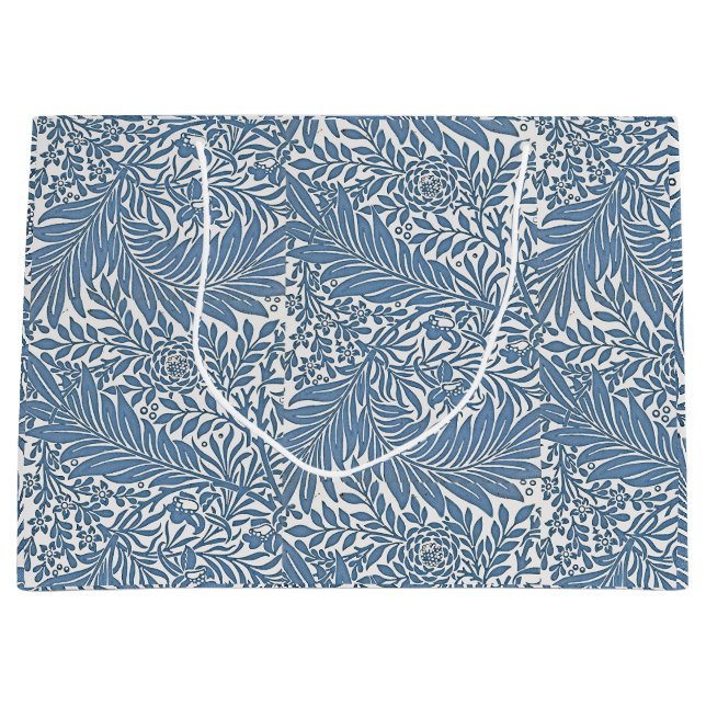 Floral 19th Century Pattern Blue on White Backgrou Large Gift Bag (Front)