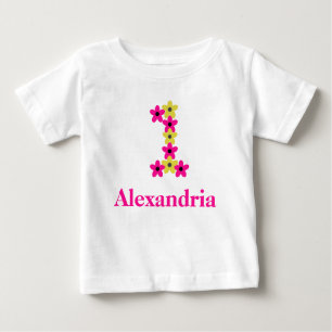 Floral 1st Birthday Baby T-Shirt