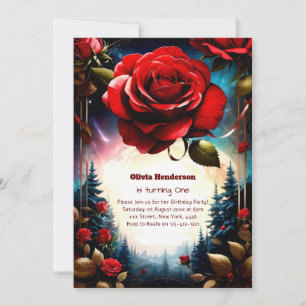 Floral 1st Birthday Invitation