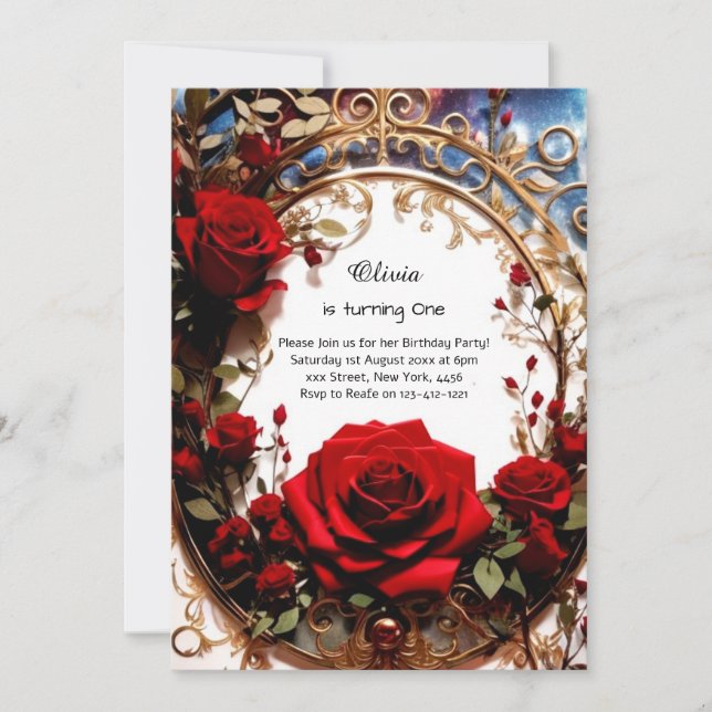 Floral 1st Birthday Invitation (Front)