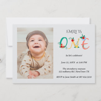 Floral 1st birthday  invitation