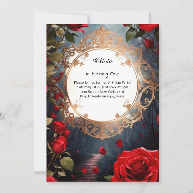 Floral 1st Birthday Invitation (Front)