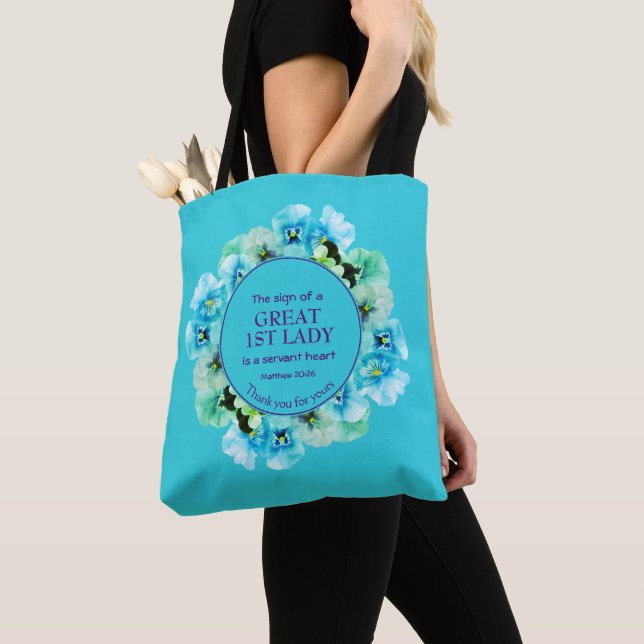 Floral 1st Lady Thank You PASTOR APPRECIATION Tote Bag (Close Up)