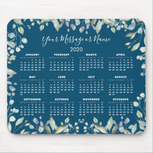 Floral 2020 Calendar Your Message or Name Mouse Pad