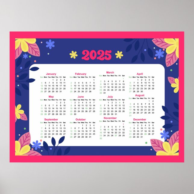 Floral 2025 Calendar  Poster (Front)
