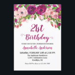 Floral 21st Birthday Purple Pink Modern Watercolor Invitation<br><div class="desc">Chic Floral Purple Pink Watercolor 21st Birthday Invitation 
The design features watercolor magenta purple,  blush pink and orange flowers.</div>