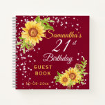 Floral 21st Birthday Sunflower Burgundy Guest Notebook<br><div class="desc">A glamorous 21st Happy birthday party guest book. This beautiful notebook features watercolor yellow rustic sunflowers and sting lights all on a pretty burgundy background. This fabulous birthday guest book makes a fabulous gift or party memento. Perfect for milestone birthdays such as 21st 30th 40th, 50th 60th 70th 80th 90th...</div>