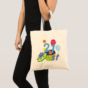 Floral 21st Birthday Tote Bag