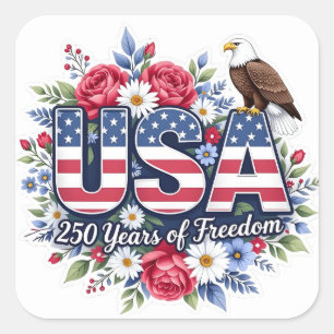 Floral 250 years of freedom Square Sticker