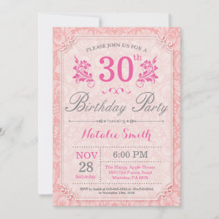 Floral 30th Birthday Invitation Pink for Women