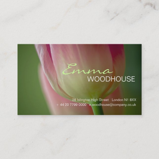 Floral 3 - Pink Tulip Business Card (Front)