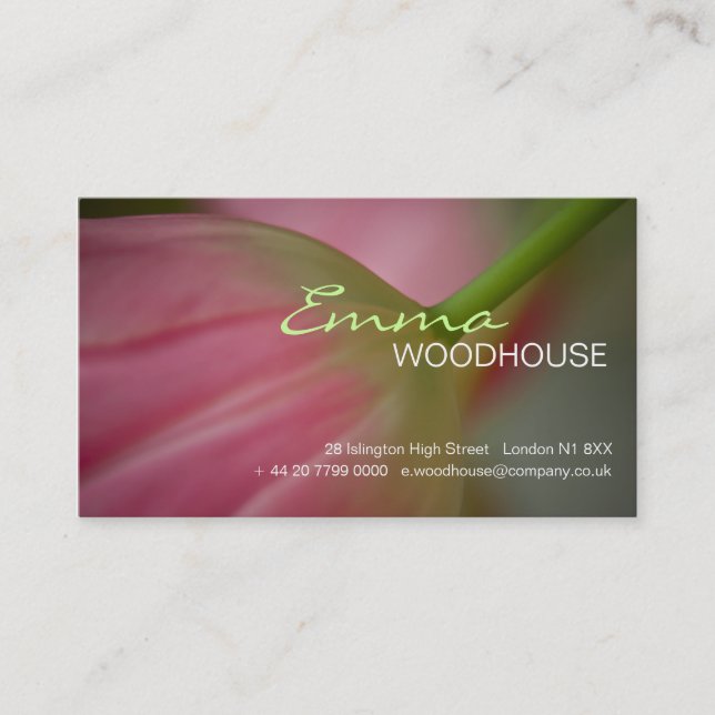 Floral 3 - Pink Tulip Business Card (Front)
