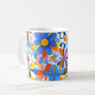 Floral 3D with Colorful Botanical Flowers, Gift Co Coffee Mug