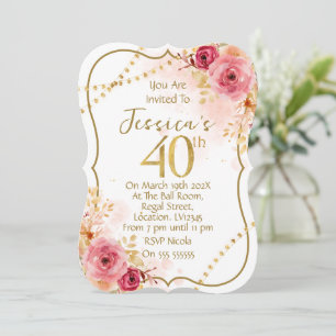 Floral 40th Birthday Invitation