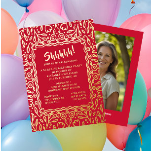 Floral 40th Custom Photo Surprise Birthday