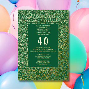 Floral 40th Surprise Birthday Template Green Gold
