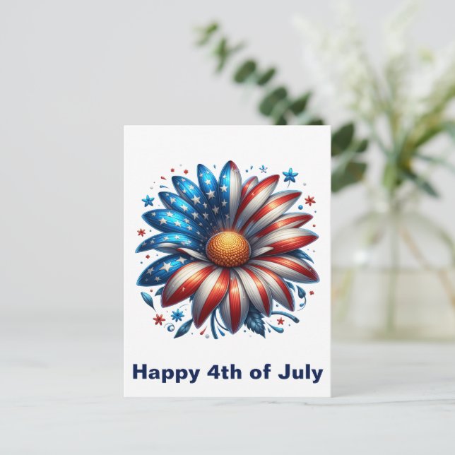 Floral 4th of July Postcard (Standing Front)