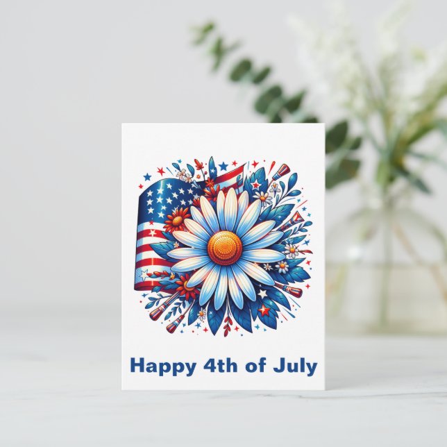 Floral 4th of July Postcard (Standing Front)