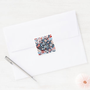 Floral 4th of July Square Sticker