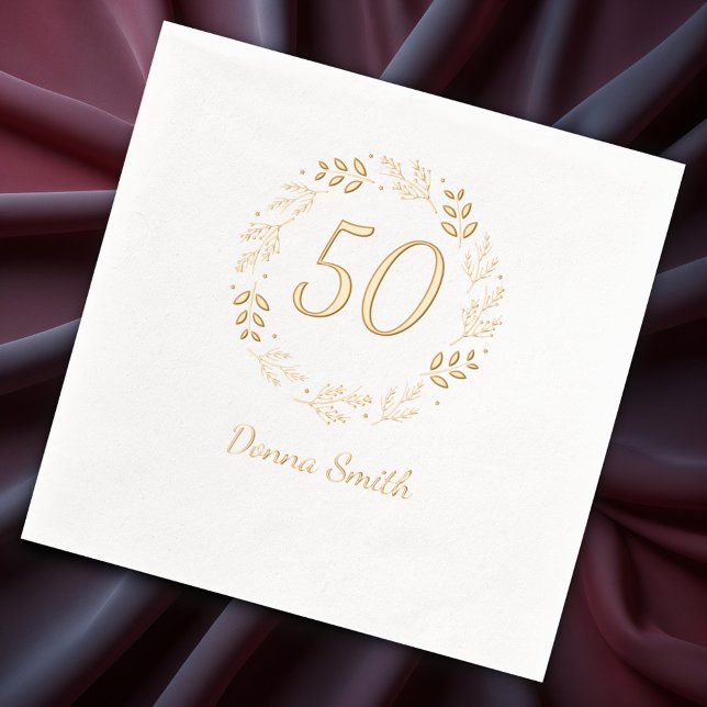 Floral 50th anniversary foil napkins (Creator Uploaded)