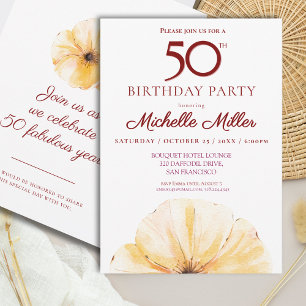 Floral 50th Birthday – Elegant Yellow Bloom Design Invitation