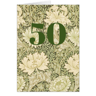 Floral 50th Birthday Folded Greeting Card