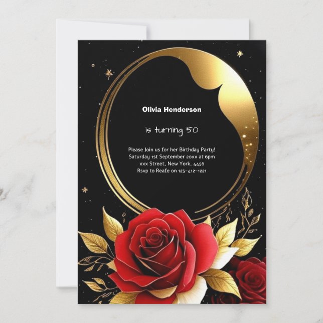 Floral 50th Birthday Invitation (Front)