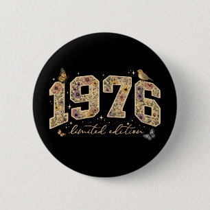 Floral 50th Birthday Limited Edition 1976 6 Cm Round Badge